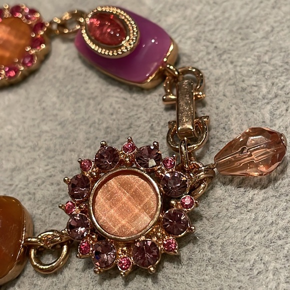 Liz Claiborne Sherbert Bracelet Pink & Orange & gold 7” - Picture 7 of 9